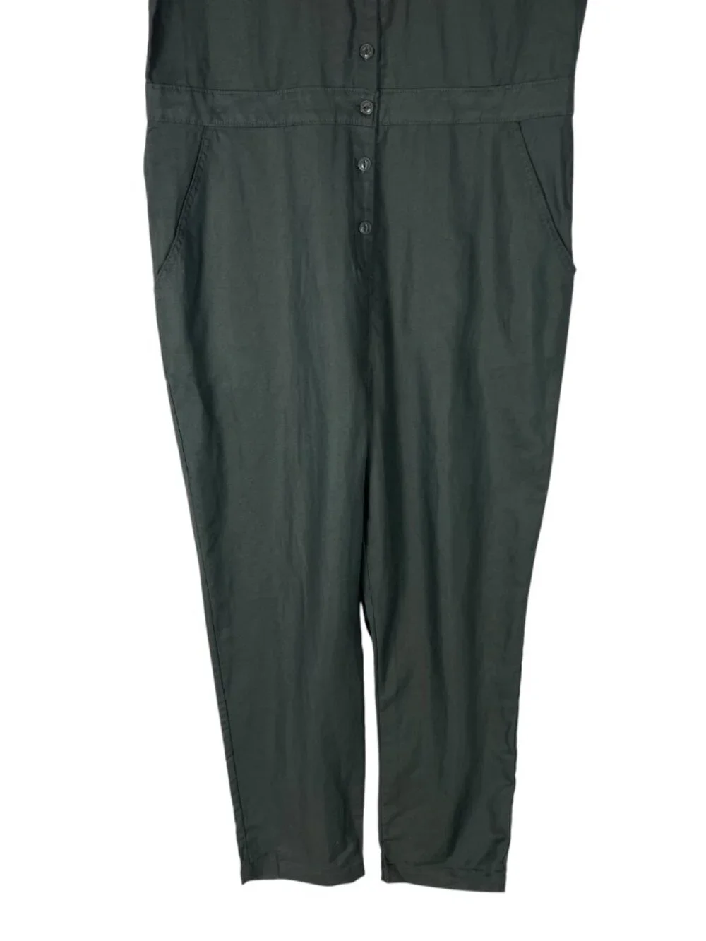 NWT Quince Cotton Linen Twill Short Sleeve Coverall Jumpsuit in Charcoal Size L